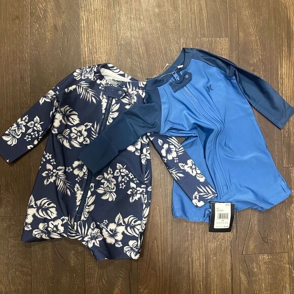 Hurley Midnight Blue Baby 2-Pack Long Sleeve Rash Guard Coveralls - Picture 3 of 5